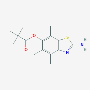 molecular formula C15H20N2O2S B038284 Propanoic  acid,  2,2-dimethyl-,  2-amino-4,5,7-trimethyl-6-benzothiazolyl  ester CAS No. 120164-19-4