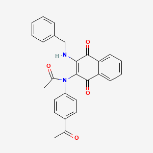 molecular formula C27H22N2O4 B3828519 N-(4-acetylphenyl)-N-[3-(benzylamino)-1,4-dioxonaphthalen-2-yl]acetamide 