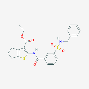 molecular formula C24H24N2O5S2 B382885 ethyl 2-({3-[(benzylamino)sulfonyl]benzoyl}amino)-5,6-dihydro-4H-cyclopenta[b]thiophene-3-carboxylate 