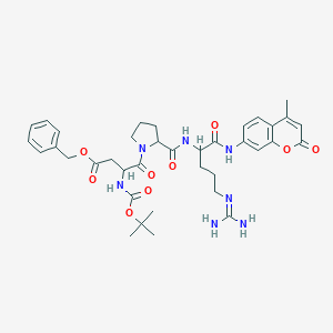 molecular formula C37H48ClN7O9 B038289 Benzyl 4-[2-[[5-(diaminomethylideneamino)-1-[(4-methyl-2-oxochromen-7-yl)amino]-1-oxopentan-2-yl]carbamoyl]pyrrolidin-1-yl]-3-[(2-methylpropan-2-yl)oxycarbonylamino]-4-oxobutanoate CAS No. 113866-00-5