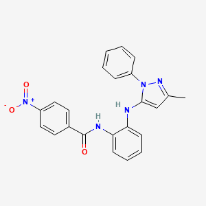 molecular formula C23H19N5O3 B3829067 N-[2-[(5-methyl-2-phenylpyrazol-3-yl)amino]phenyl]-4-nitrobenzamide 