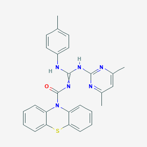 molecular formula C27H24N6OS B382912 N-[[(4,6-dimethylpyrimidin-2-yl)amino]-(4-methylanilino)methylidene]phenothiazine-10-carboxamide 