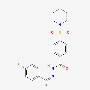 molecular formula C19H20BrN3O3S B3829134 N-[(Z)-(4-bromophenyl)methylideneamino]-4-piperidin-1-ylsulfonylbenzamide 