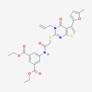 molecular formula C28H27N3O7S2 B382927 diethyl 5-(2-((3-allyl-5-(5-methylfuran-2-yl)-4-oxo-3,4-dihydrothieno[2,3-d]pyrimidin-2-yl)thio)acetamido)isophthalate CAS No. 379235-95-7
