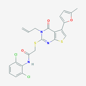 molecular formula C22H17Cl2N3O3S2 B382938 N-(2,6-dichlorophenyl)-2-[5-(5-methylfuran-2-yl)-4-oxo-3-prop-2-enylthieno[2,3-d]pyrimidin-2-yl]sulfanylacetamide CAS No. 379235-97-9