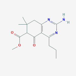 molecular formula C15H21N3O3 B3829392 Methyl 2-amino-7,7-dimethyl-5-oxo-4-propyl-6,8-dihydroquinazoline-6-carboxylate 