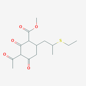 molecular formula C15H22O5S B3829425 Methyl 3-acetyl-6-(2-ethylsulfanylpropyl)-2,4-dioxocyclohexane-1-carboxylate 