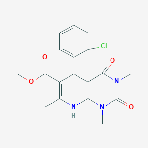molecular formula C18H18ClN3O4 B382989 Methyl 5-(2-chlorophenyl)-1,3,7-trimethyl-2,4-dioxo-1,2,3,4,5,8-hexahydropyrido[2,3-d]pyrimidine-6-carboxylate 