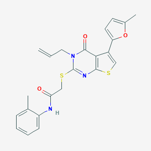 molecular formula C23H21N3O3S2 B382990 2-[5-(5-methylfuran-2-yl)-4-oxo-3-prop-2-enylthieno[2,3-d]pyrimidin-2-yl]sulfanyl-N-(2-methylphenyl)acetamide CAS No. 379236-68-7
