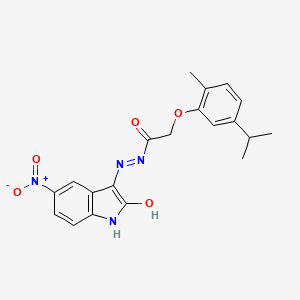 molecular formula C20H20N4O5 B3830095 N-[(2-hydroxy-5-nitro-1H-indol-3-yl)imino]-2-(2-methyl-5-propan-2-ylphenoxy)acetamide 