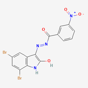 molecular formula C15H8Br2N4O4 B3830117 N'-[(3Z)-5,7-dibromo-2-oxo-1,2-dihydro-3H-indol-3-ylidene]-3-nitrobenzohydrazide 