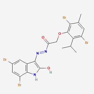 molecular formula C20H17Br4N3O3 B3830121 N-[(5,7-dibromo-2-hydroxy-1H-indol-3-yl)imino]-2-(2,5-dibromo-3-methyl-6-propan-2-ylphenoxy)acetamide 