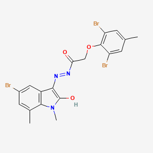 molecular formula C19H16Br3N3O3 B3830141 N'-[(3Z)-5-BROMO-1,7-DIMETHYL-2-OXO-2,3-DIHYDRO-1H-INDOL-3-YLIDENE]-2-(2,6-DIBROMO-4-METHYLPHENOXY)ACETOHYDRAZIDE 