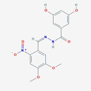 molecular formula C16H15N3O7 B3830342 N-[(Z)-(4,5-dimethoxy-2-nitrophenyl)methylideneamino]-3,5-dihydroxybenzamide 