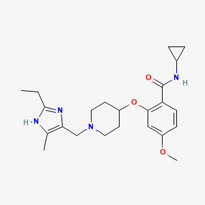 molecular formula C23H32N4O3 B3830402 N-cyclopropyl-2-[1-[(2-ethyl-5-methyl-1H-imidazol-4-yl)methyl]piperidin-4-yl]oxy-4-methoxybenzamide 