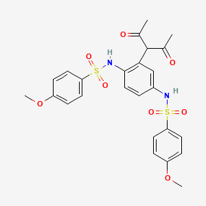 molecular formula C25H26N2O8S2 B3830430 N-[3-(2,4-dioxopentan-3-yl)-4-[(4-methoxyphenyl)sulfonylamino]phenyl]-4-methoxybenzenesulfonamide 
