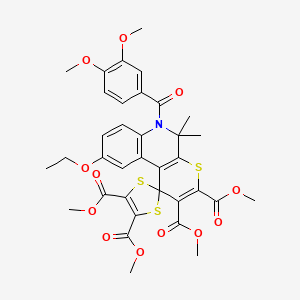 molecular formula C35H35NO12S3 B3830490 Tetramethyl 6'-(3,4-dimethoxybenzoyl)-9'-ethoxy-5',5'-dimethylspiro[1,3-dithiole-2,1'-thiopyrano[2,3-c]quinoline]-2',3',4,5-tetracarboxylate 