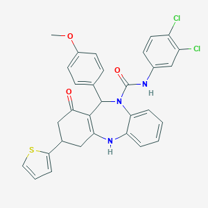 molecular formula C31H25Cl2N3O3S B383051 N-(3,4-dichlorophenyl)-11-(4-methoxyphenyl)-1-oxo-3-(2-thienyl)-1,2,3,4,5,11-hexahydro-10H-dibenzo[b,e][1,4]diazepine-10-carboxamide 
