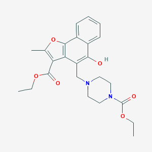 molecular formula C24H28N2O6 B383066 Ethyl 4-{[3-(ethoxycarbonyl)-5-hydroxy-2-methylnaphtho[1,2-b]furan-4-yl]methyl}piperazine-1-carboxylate CAS No. 379253-21-1