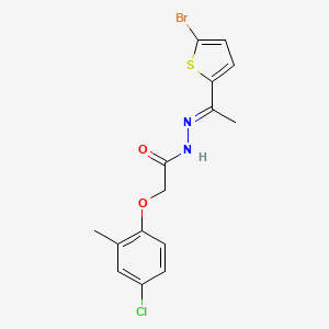 molecular formula C15H14BrClN2O2S B3830829 N'-[(1E)-1-(5-bromothiophen-2-yl)ethylidene]-2-(4-chloro-2-methylphenoxy)acetohydrazide 