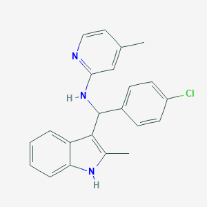 molecular formula C22H20ClN3 B383099 N-[(4-chlorophenyl)-(2-methyl-1H-indol-3-yl)methyl]-4-methyl-2-pyridinamine CAS No. 380328-11-0