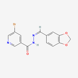 molecular formula C14H10BrN3O3 B3831150 N'-[(Z)-(2H-1,3-Benzodioxol-5-YL)methylidene]-5-bromopyridine-3-carbohydrazide 