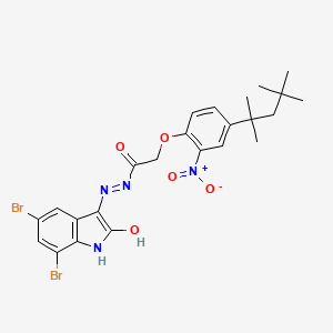 molecular formula C24H26Br2N4O5 B3831205 N'-[(3E)-5,7-dibromo-2-oxo-1,2-dihydro-3H-indol-3-ylidene]-2-[2-nitro-4-(2,4,4-trimethylpentan-2-yl)phenoxy]acetohydrazide 