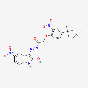 molecular formula C24H27N5O7 B3831209 N-[(2-hydroxy-5-nitro-1H-indol-3-yl)imino]-2-[2-nitro-4-(2,4,4-trimethylpentan-2-yl)phenoxy]acetamide 
