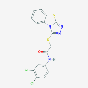 molecular formula C16H10Cl2N4OS2 B383124 N-(3,4-dichlorophenyl)-2-([1,2,4]triazolo[3,4-b][1,3]benzothiazol-1-ylsulfanyl)acetamide CAS No. 379238-26-3