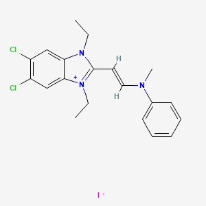 molecular formula C20H22Cl2IN3 B3831372 N-[(E)-2-(5,6-dichloro-1,3-diethylbenzimidazol-3-ium-2-yl)ethenyl]-N-methylaniline;iodide 