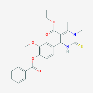 molecular formula C23H24N2O5S B383148 ethyl 4-[4-(benzoyloxy)-3-methoxyphenyl]-1,6-dimethyl-2-sulfanylidene-1,2,3,4-tetrahydropyrimidine-5-carboxylate CAS No. 385786-36-7