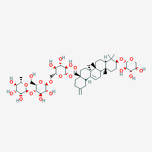 [(2S,3R,4S,5S,6R)-6-[[(2R,3R,4R,5S,6R)-3,4-dihydroxy-6-(hydroxymethyl)-5-[(2S,3R,4R,5R,6S)-3,4,5-trihydroxy-6-methyloxan-2-yl]oxyoxan-2-yl]oxymethyl]-3,4,5-trihydroxyoxan-2-yl] (4aS,6aR,6aS,6bR,8aR,10S,12aR,14bS)-6a,6b,9,9,12a-pentamethyl-2-methylidene-10-[(2S,3R,4S,5S)-3,4,5-trihydroxyoxan-2-yl]oxy-1,3,4,5,6,6a,7,8,8a,10,11,12,13,14b-tetradecahydropicene-4a-carboxylate