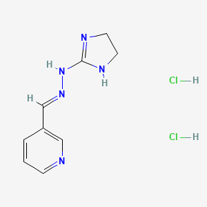 molecular formula C9H13Cl2N5 B3831527 N-[(E)-pyridin-3-ylmethylideneamino]-4,5-dihydro-1H-imidazol-2-amine;dihydrochloride 