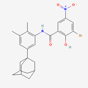 molecular formula C25H27BrN2O4 B3831571 N-[5-(1-adamantyl)-2,3-dimethylphenyl]-3-bromo-2-hydroxy-5-nitrobenzamide 