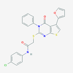 molecular formula C24H16ClN3O3S2 B383170 N-(4-chlorophenyl)-2-[5-(furan-2-yl)-4-oxo-3-phenylthieno[2,3-d]pyrimidin-2-yl]sulfanylacetamide CAS No. 503431-87-6
