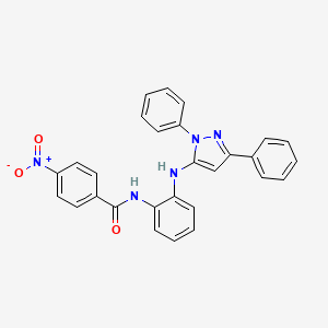molecular formula C28H21N5O3 B3831701 N-[2-[(2,5-diphenylpyrazol-3-yl)amino]phenyl]-4-nitrobenzamide 