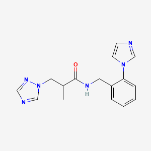 molecular formula C16H18N6O B3831728 N-[(2-imidazol-1-ylphenyl)methyl]-2-methyl-3-(1,2,4-triazol-1-yl)propanamide 
