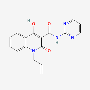 molecular formula C17H14N4O3 B3831815 4-hydroxy-2-oxo-1-(prop-2-en-1-yl)-N-(pyrimidin-2-yl)-1,2-dihydroquinoline-3-carboxamide 