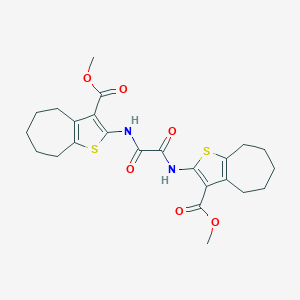 molecular formula C24H28N2O6S2 B383186 methyl 2-{[{[3-(methoxycarbonyl)-5,6,7,8-tetrahydro-4H-cyclohepta[b]thien-2-yl]amino}(oxo)acetyl]amino}-5,6,7,8-tetrahydro-4H-cyclohepta[b]thiophene-3-carboxylate 