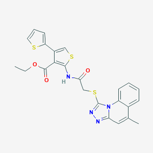 molecular formula C24H20N4O3S3 B383197 Ethyl 2-({[(5-methyl[1,2,4]triazolo[4,3-a]quinolin-1-yl)sulfanyl]acetyl}amino)-2',4-bithiophene-3-carboxylate 
