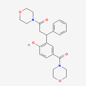 molecular formula C24H28N2O5 B3832017 3-[2-Hydroxy-5-(morpholine-4-carbonyl)phenyl]-1-morpholin-4-yl-3-phenylpropan-1-one 