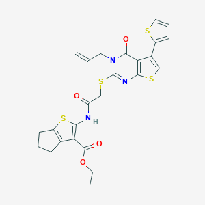 ethyl 2-[({[3-allyl-4-oxo-5-(2-thienyl)-3,4-dihydrothieno[2,3-d]pyrimidin-2-yl]sulfanyl}acetyl)amino]-5,6-dihydro-4H-cyclopenta[b]thiophene-3-carboxylate