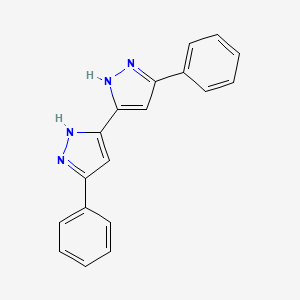 molecular formula C18H14N4 B3832166 3-phenyl-5-(5-phenyl-1h-pyrazol-3-yl)-1h-pyrazole 