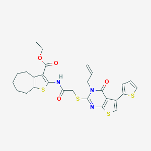 ethyl 2-[({[3-allyl-4-oxo-5-(2-thienyl)-3,4-dihydrothieno[2,3-d]pyrimidin-2-yl]sulfanyl}acetyl)amino]-5,6,7,8-tetrahydro-4H-cyclohepta[b]thiophene-3-carboxylate