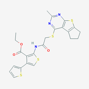ethyl 2-({[(2-methyl-6,7-dihydro-5H-cyclopenta[4,5]thieno[2,3-d]pyrimidin-4-yl)sulfanyl]acetyl}amino)-2',4-bithiophene-3-carboxylate