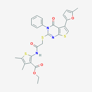 Ethyl 4,5-dimethyl-2-[[2-[5-(5-methylfuran-2-yl)-4-oxo-3-phenylthieno[2,3-d]pyrimidin-2-yl]sulfanylacetyl]amino]thiophene-3-carboxylate