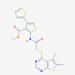 molecular formula C20H17N3O3S4 B383222 methyl 2-({[(5,6-dimethylthieno[2,3-d]pyrimidin-4-yl)sulfanyl]acetyl}amino)-2',4-bithiophene-3-carboxylate 