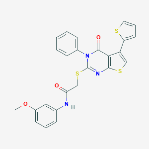 N-(3-methoxyphenyl)-2-(4-oxo-3-phenyl-5-thiophen-2-ylthieno[2,3-d]pyrimidin-2-yl)sulfanylacetamide