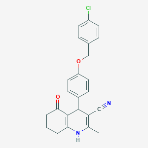 4-(4-((4-Chlorobenzyl)oxy)phenyl)-2-methyl-5-oxo-1,4,5,6,7,8-hexahydroquinoline-3-carbonitrile