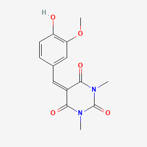 molecular formula C14H14N2O5 B3832433 5-[(4-Hydroxy-3-methoxyphenyl)methylidene]-1,3-dimethyl-1,3-diazinane-2,4,6-trione CAS No. 120841-57-8